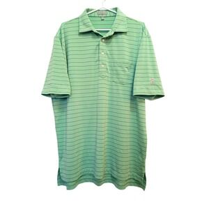 Peter Millar‎ Summer Comfort Polo Men's L Mint Green Striped Golf Shirt Stretch